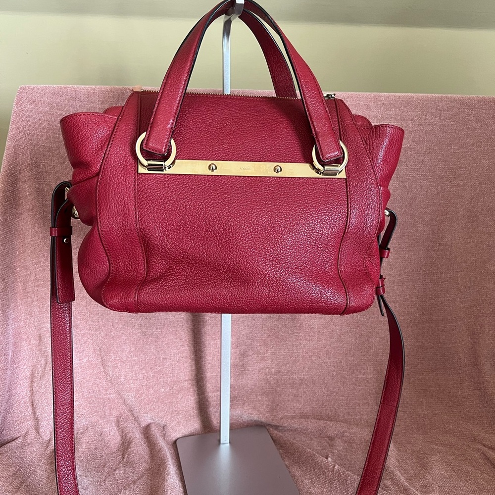 Chloé "Bridget" convertible crossbody bag in Berry Cupcake color.